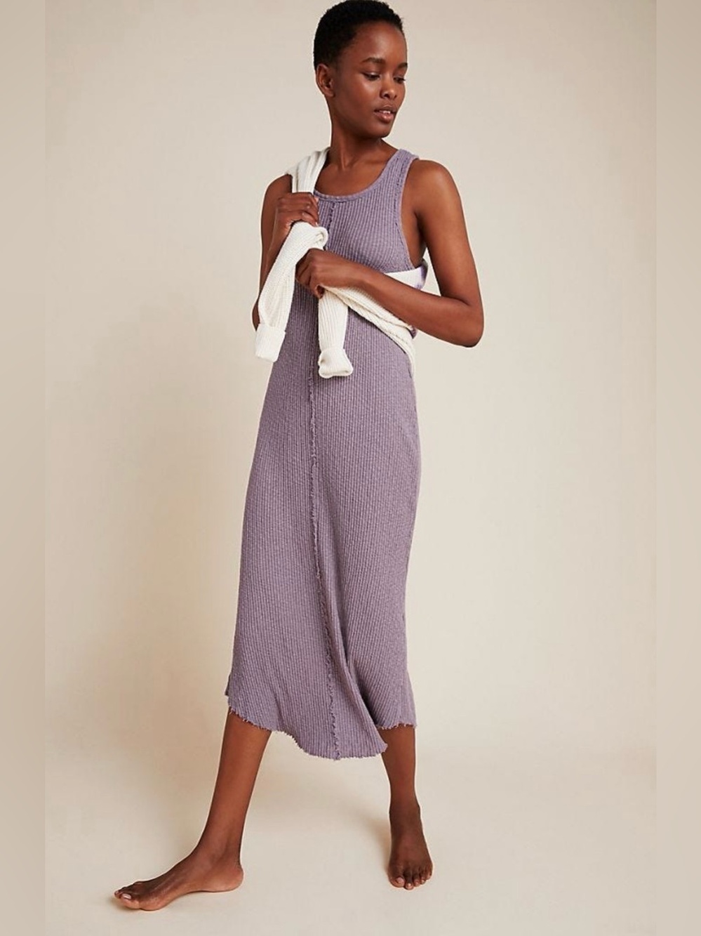 Anthropologie t.la Lia Purple Ribbed Sleeveless Pullover Midi Dress Size Small
